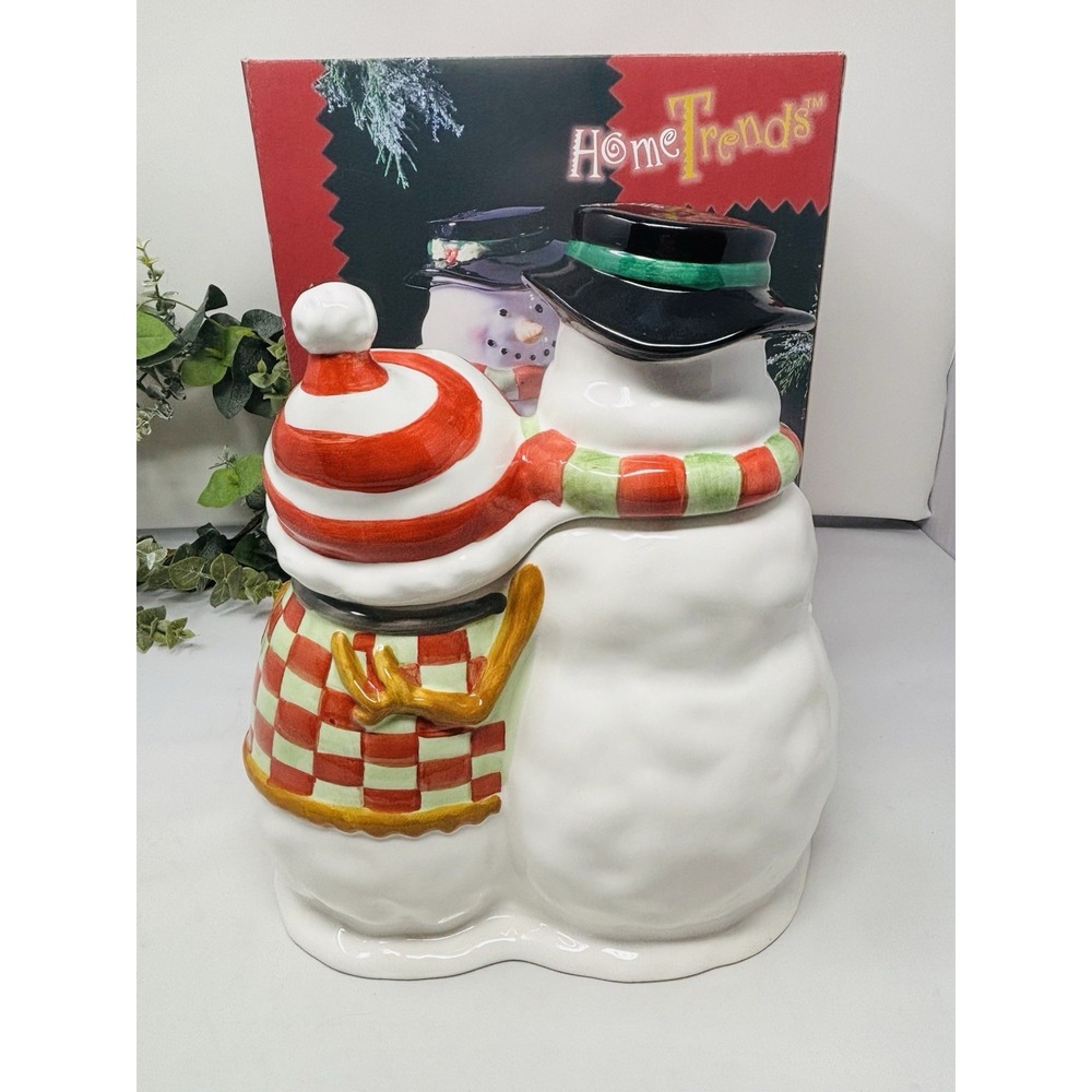 Jolly Snow Men Cookie Jar Let It Snow 1999 Home Trends New In Box Christmas - Picture 2 of 16
